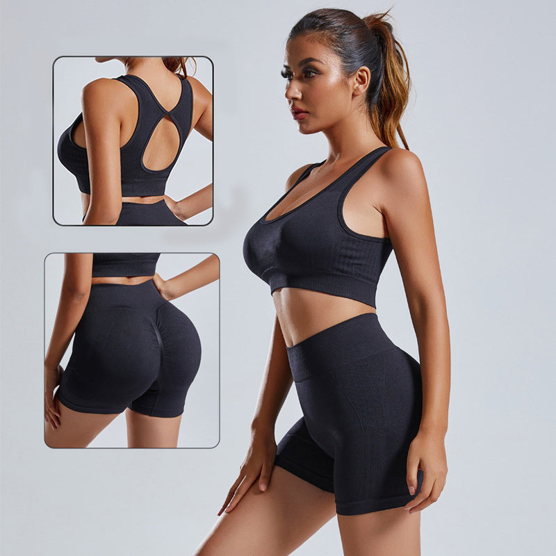 2-Piece Seamless Yoga Set with Vest & Shorts