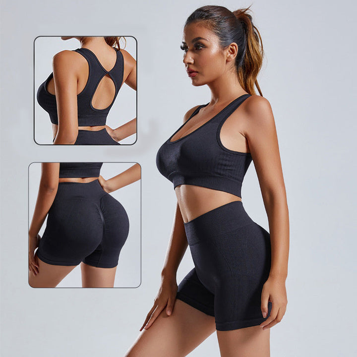 2-Piece Seamless Yoga Set with Vest & Shorts