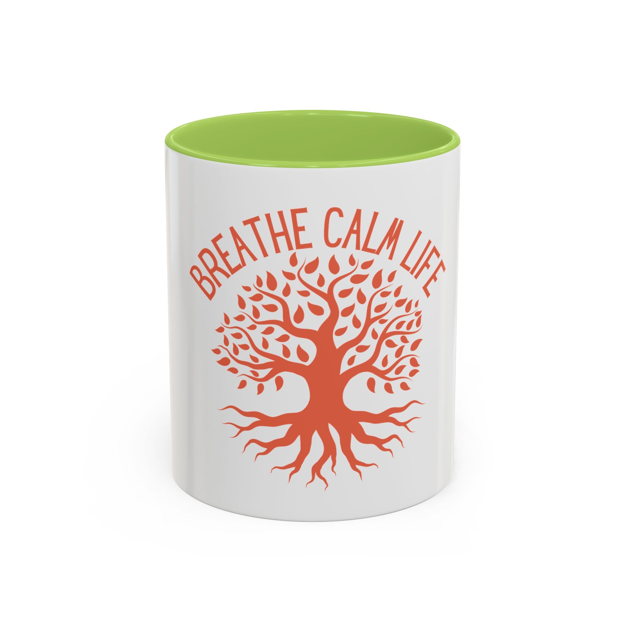 Breathe Calm Life Coffee Mug — Tree of Life Inspirational Accent Mug (11/15 oz)