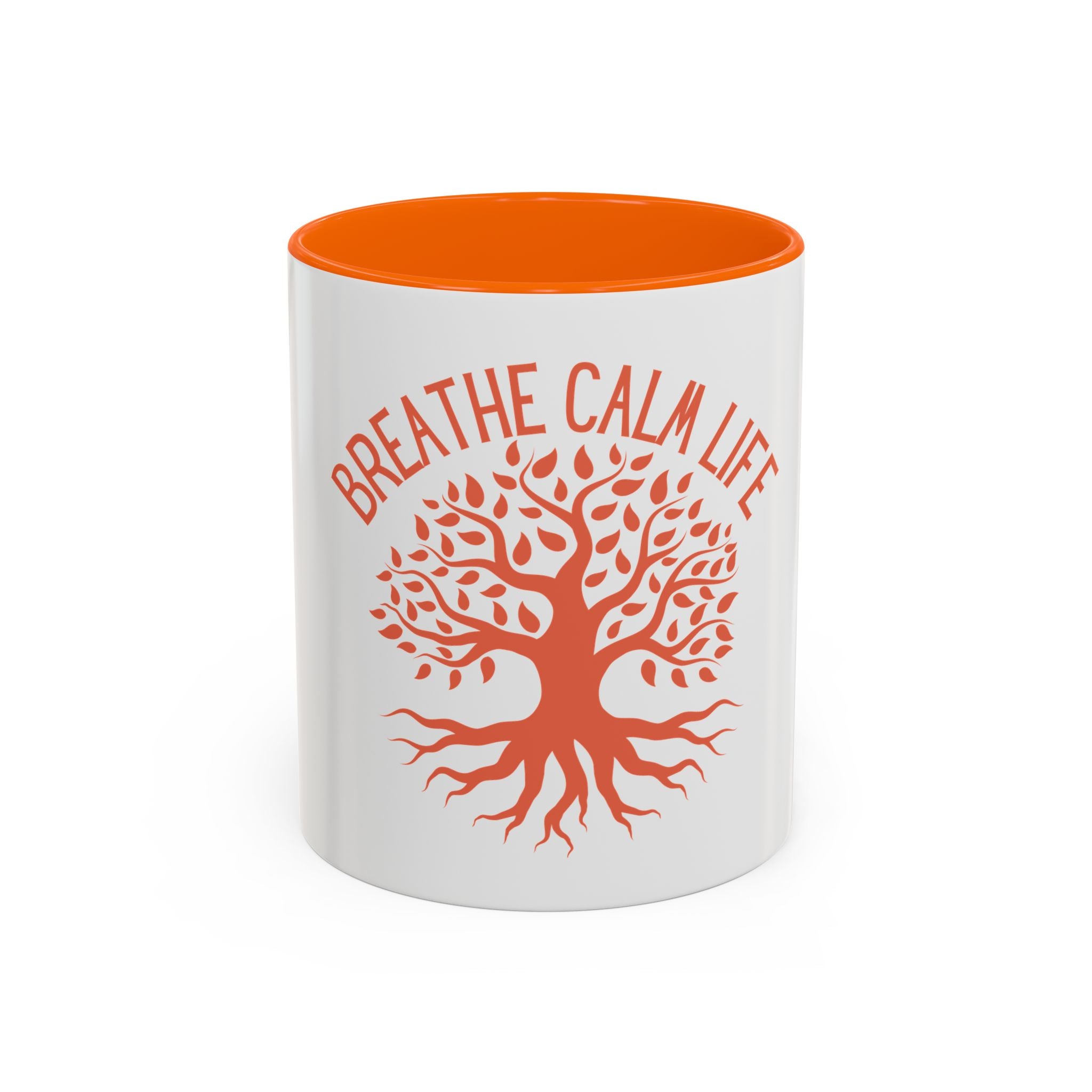 Breathe Calm Life Coffee Mug — Tree of Life Inspirational Accent Mug (11/15 oz)