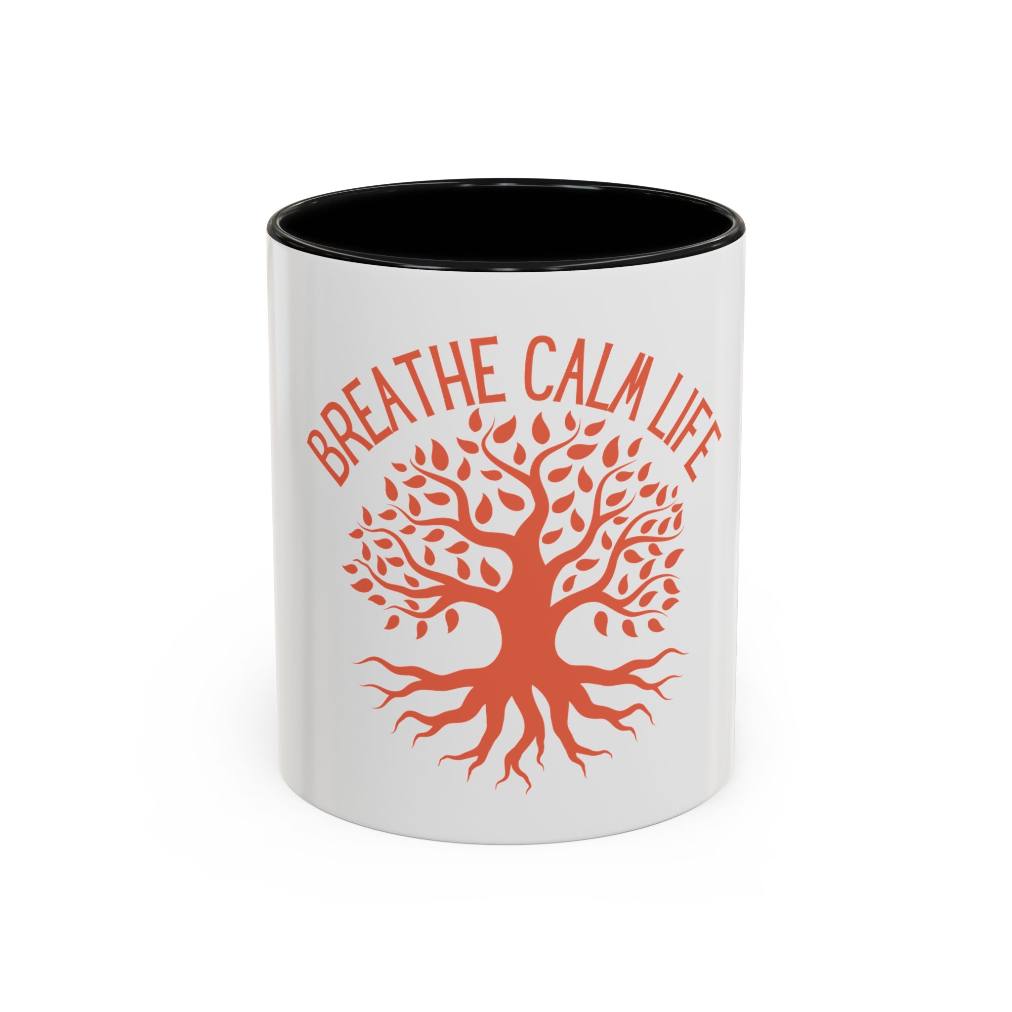 Breathe Calm Life Coffee Mug — Tree of Life Inspirational Accent Mug (11/15 oz)
