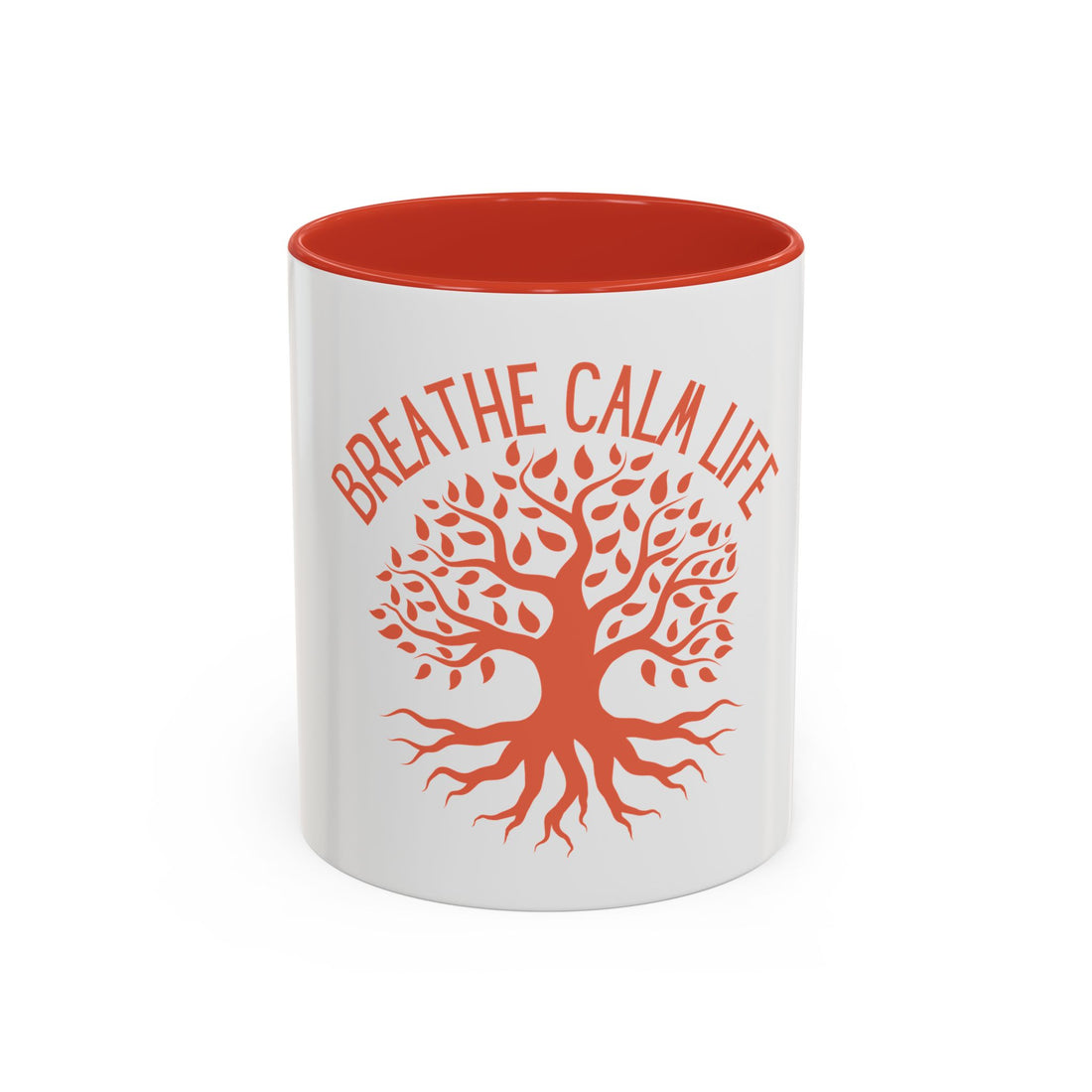 Breathe Calm Life Coffee Mug — Tree of Life Inspirational Accent Mug (11/15 oz)
