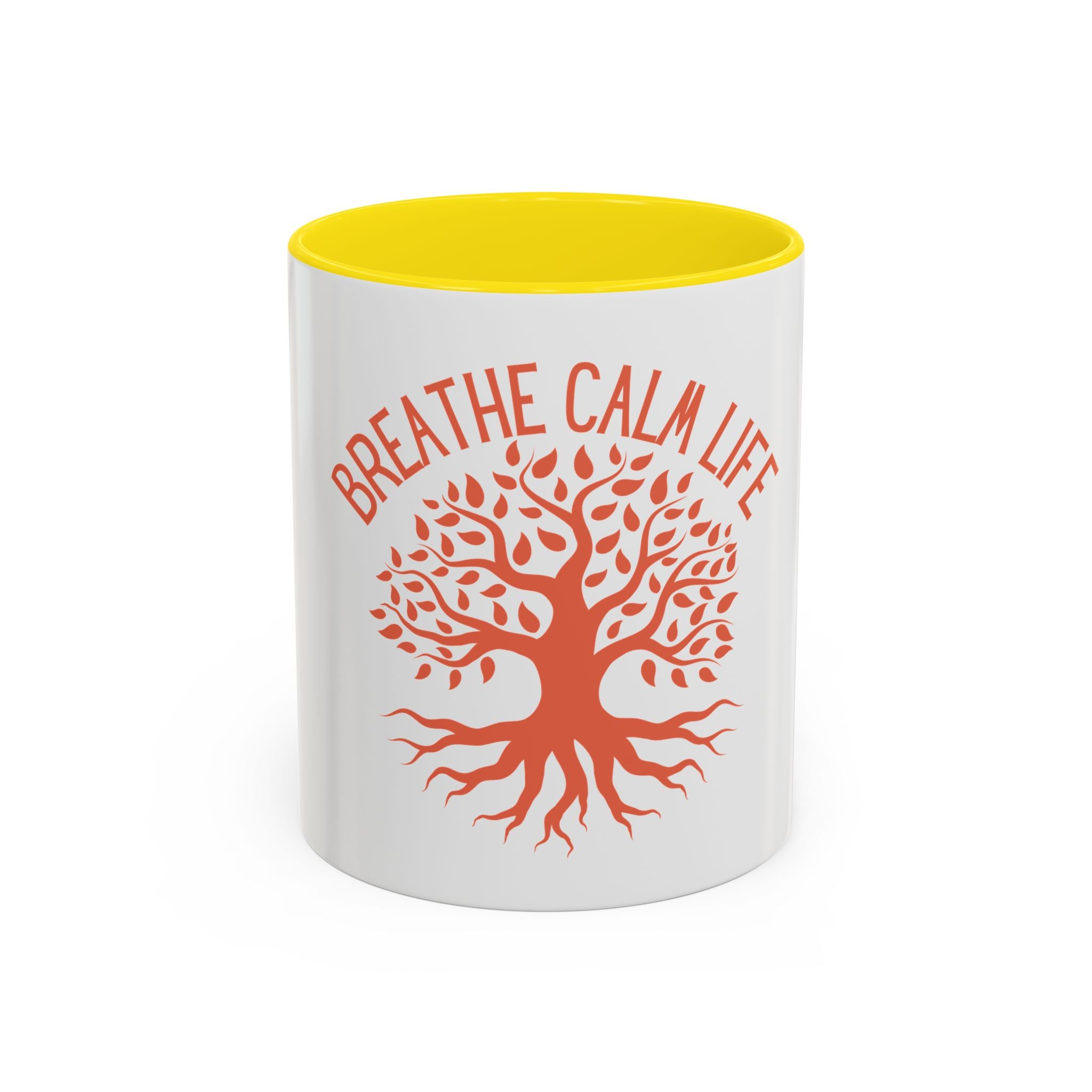 Breathe Calm Life Coffee Mug — Tree of Life Inspirational Accent Mug (11/15 oz)