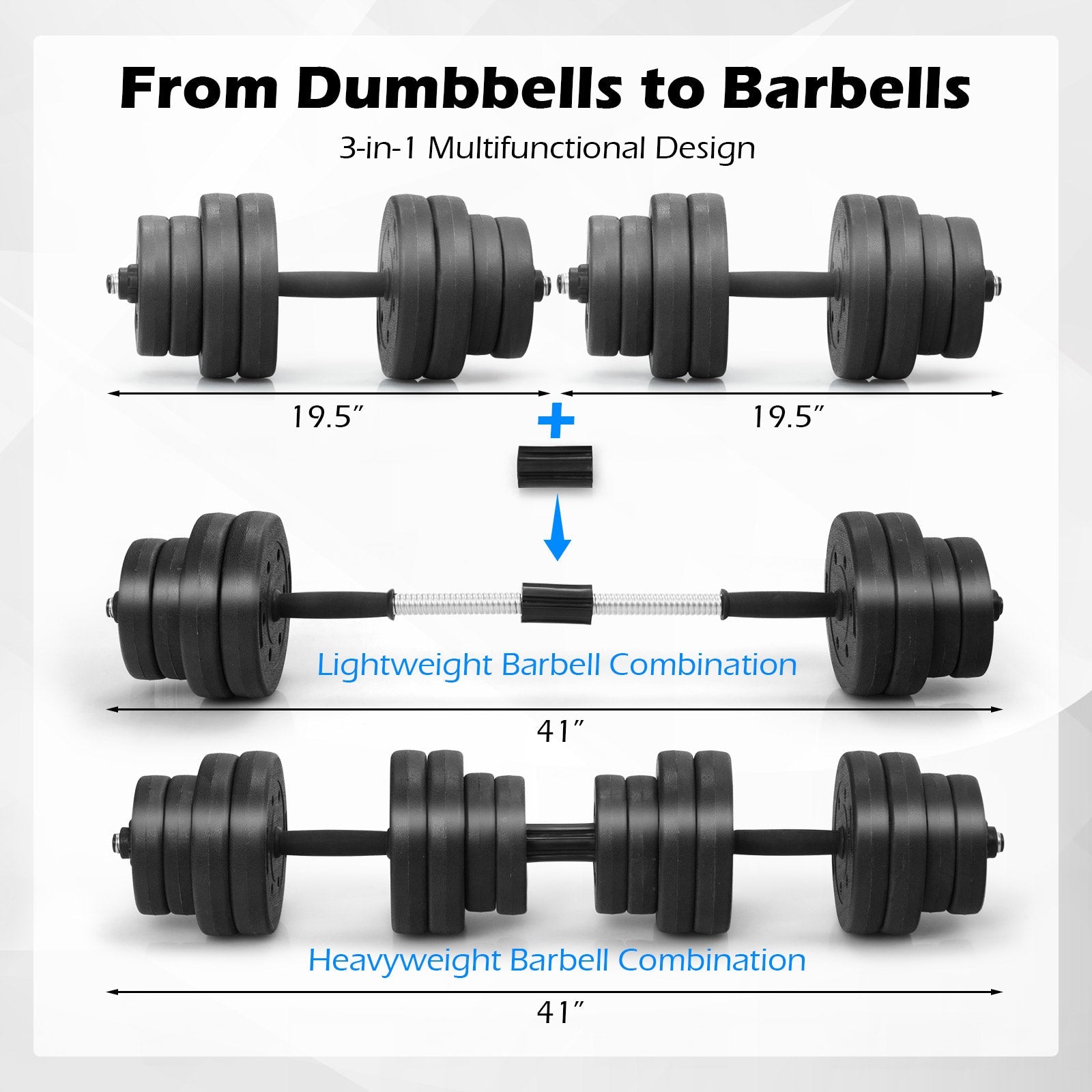 66 LBS Adjustable Dumbbells with Connectors