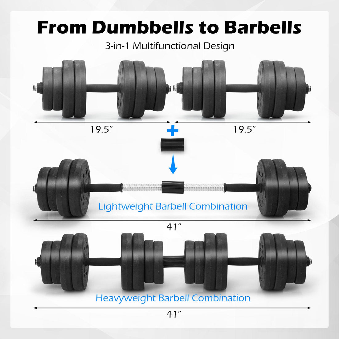 66 LBS Adjustable Dumbbells with Connectors
