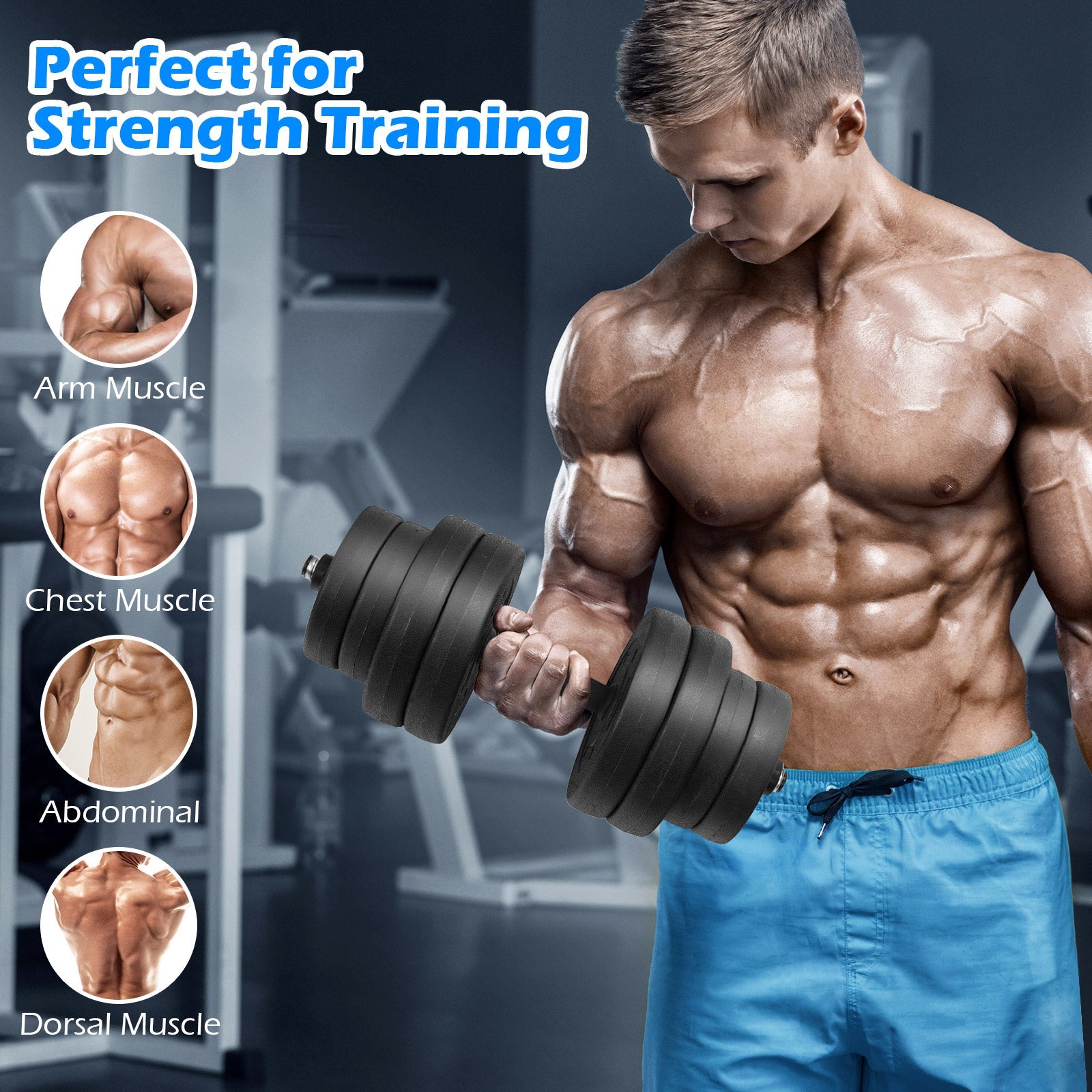 66 LBS Adjustable Dumbbells with Connectors