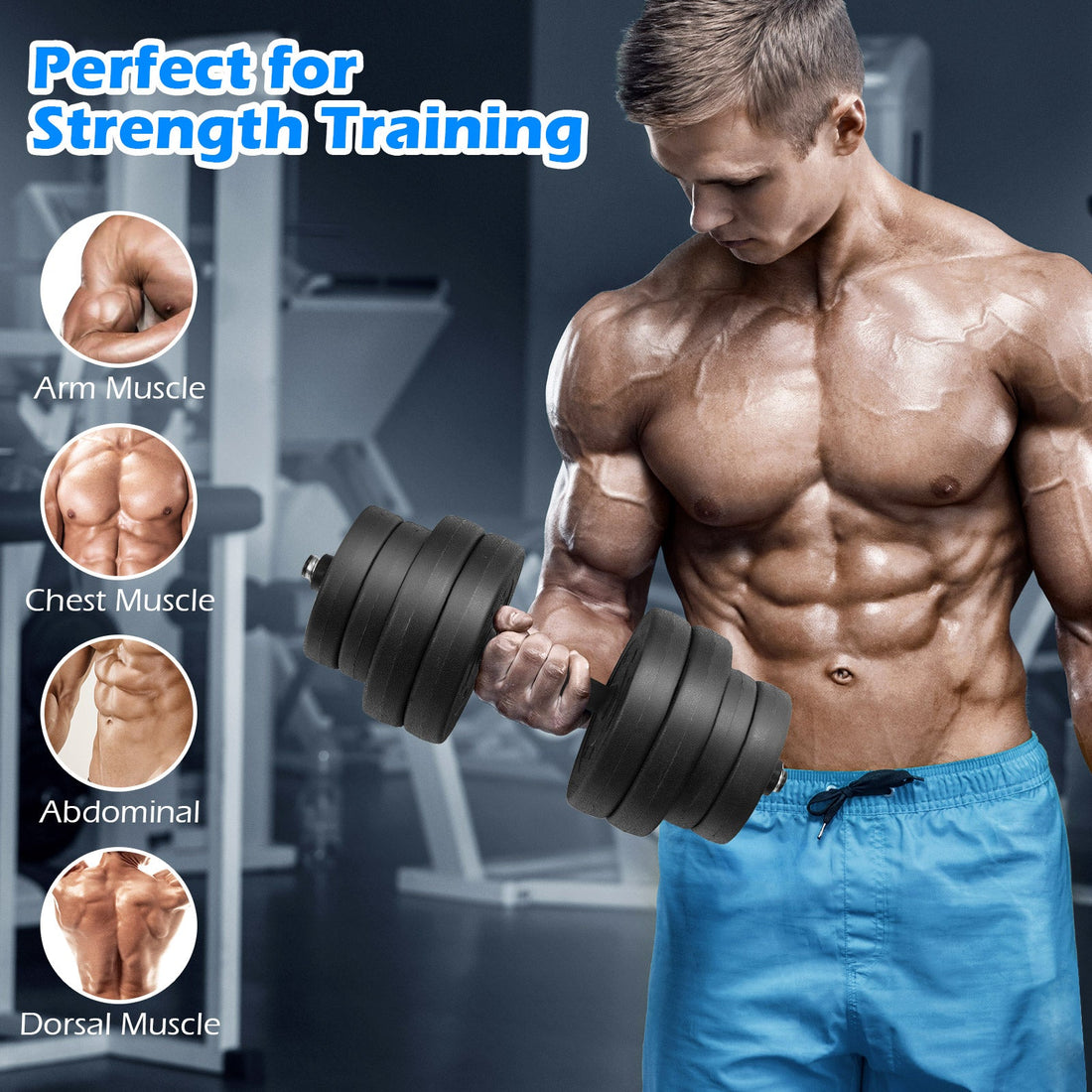 66 LBS Adjustable Dumbbells with Connectors
