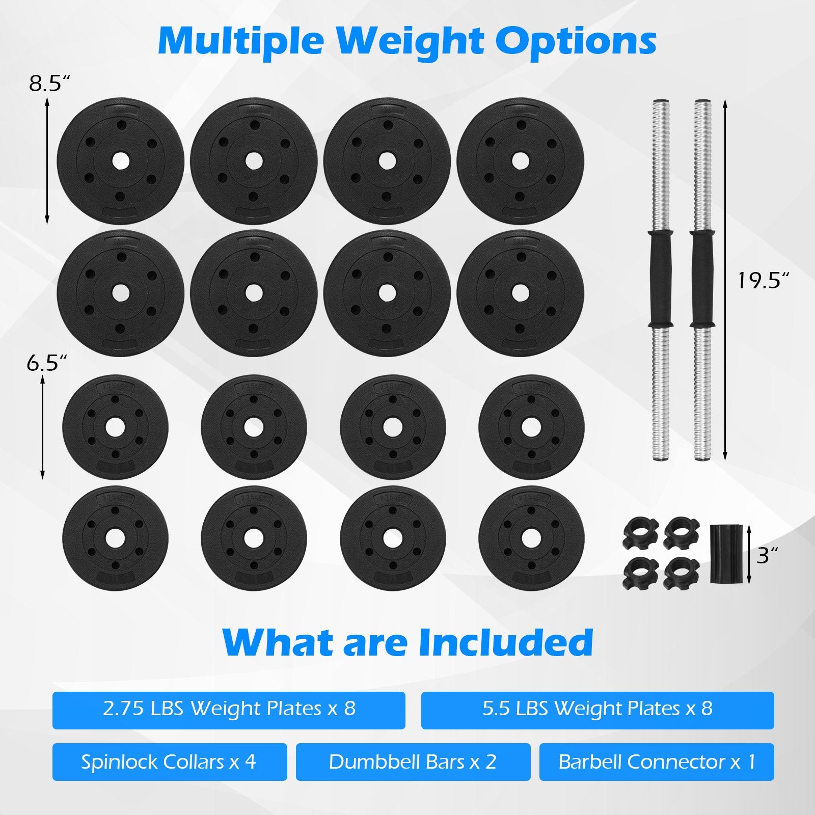 66 LBS Adjustable Dumbbells with Connectors