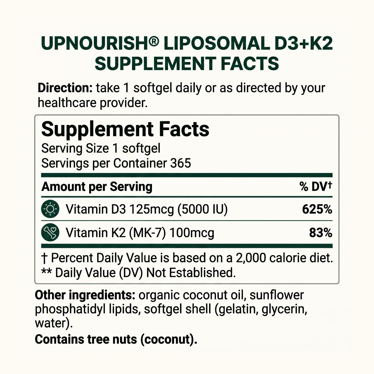 Liposomal Vitamin D3 5000IU & K2 MK-7