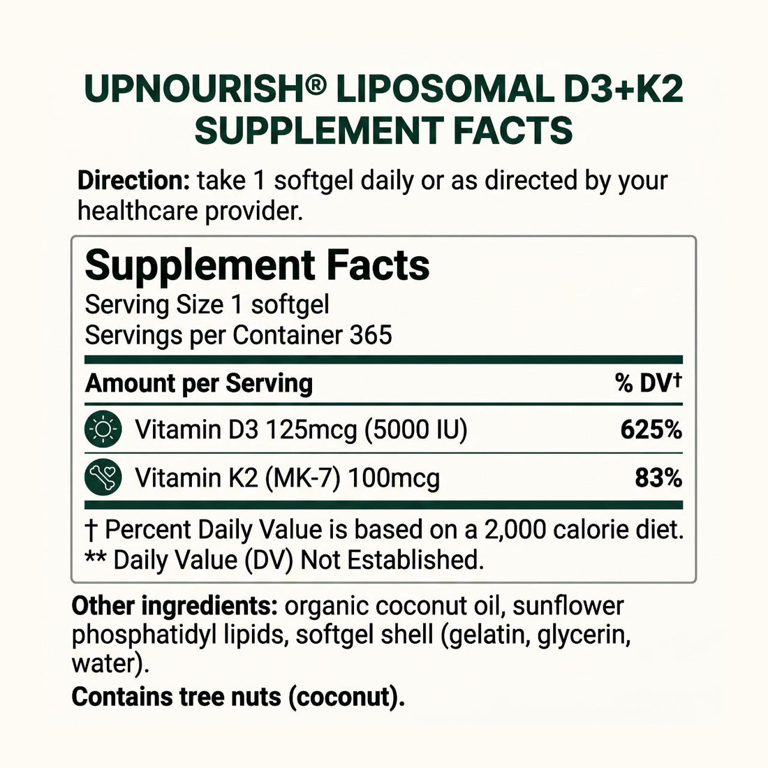 Liposomal Vitamin D3 5000IU & K2 MK-7