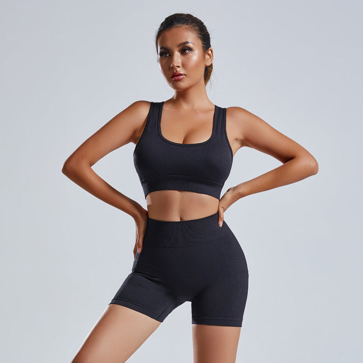 2-Piece Seamless Yoga Set with Vest & Shorts